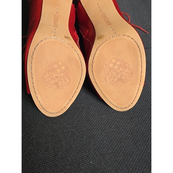 EUC Vince Camuto Women Shooties Chiane 4in Heel Boots 7.5 Red Round Toe Leather - Picture 7 of 13